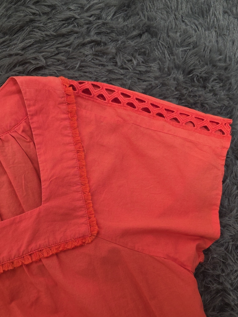 Madewell -Coral Eyelet Short Sleeve Top. Size S - Picture 5 of 7